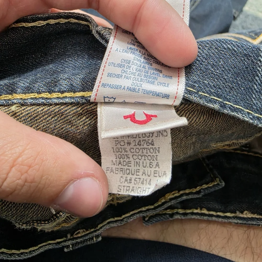 True Religion Ricky Straight Jeans Mens 32 Made in USA Flap Pocket Denim